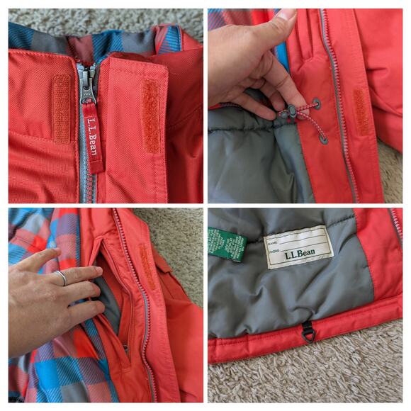 L.L.Bean Snow Insulated Jacket Boys M 10-12 Orange Primaloft Outdoors Thermal - Picture 6 of 8